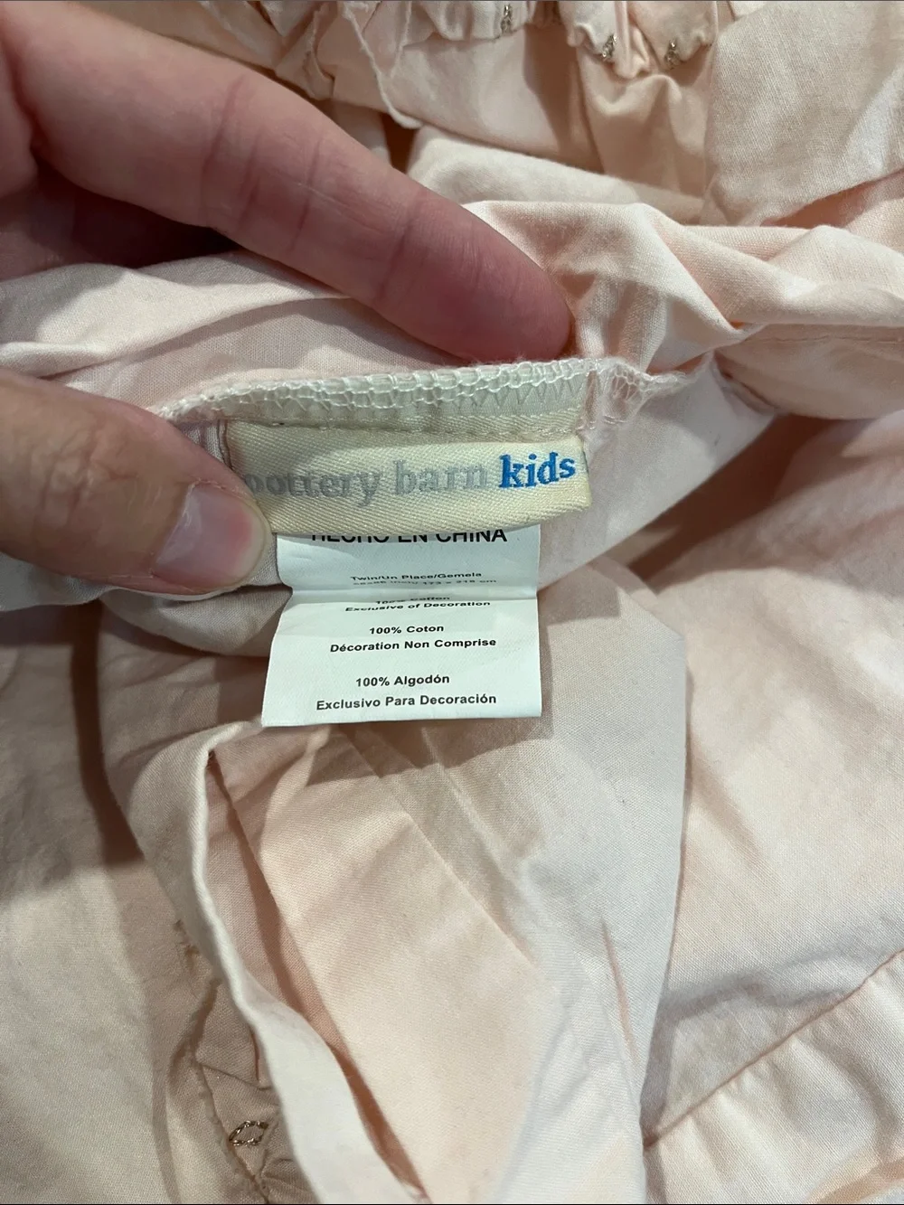 POTTERY BARN KIDS *Twin* Pink Ruffled Princess Duvet Cover Clear Button Closure